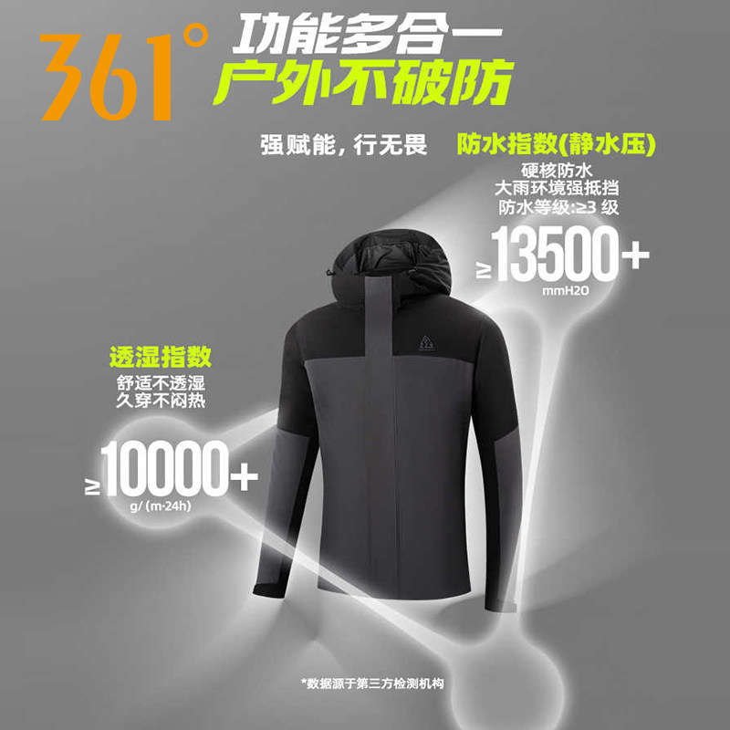 361度冲锋羽绒服男2025冬季三合一运动羽绒服保暖户外防雨厚外套