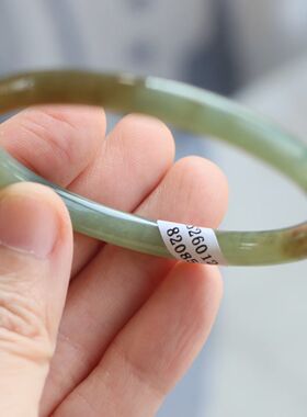 保真天然和田玉手镯56圈口证号1282085且末蓝青糖色 新疆料圆条