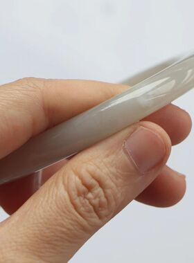 保真天然和田玉手镯59圈口证书1141084藕粉色烟灰色青海料圆条