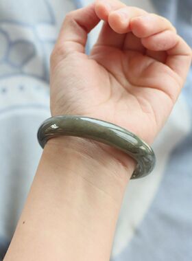 保真天然和田玉手镯57圈口证号11400761和田玉烟紫色 青海料