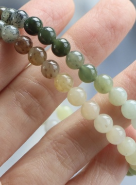 和田玉6毫米多宝手串白玉碧玉青花晴水湖绿烟紫青海新疆且末单圈