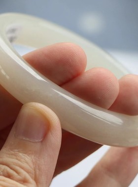 保真天然和田玉手镯54圈口证书编号8131931和田玉浅藕粉色 青海料