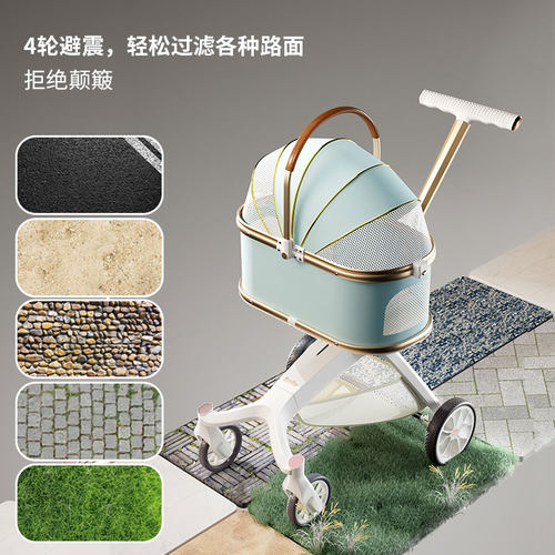 bello宠物手推车轻便可折叠车包分离小中型犬狗狗猫咪外出推车 - 图2