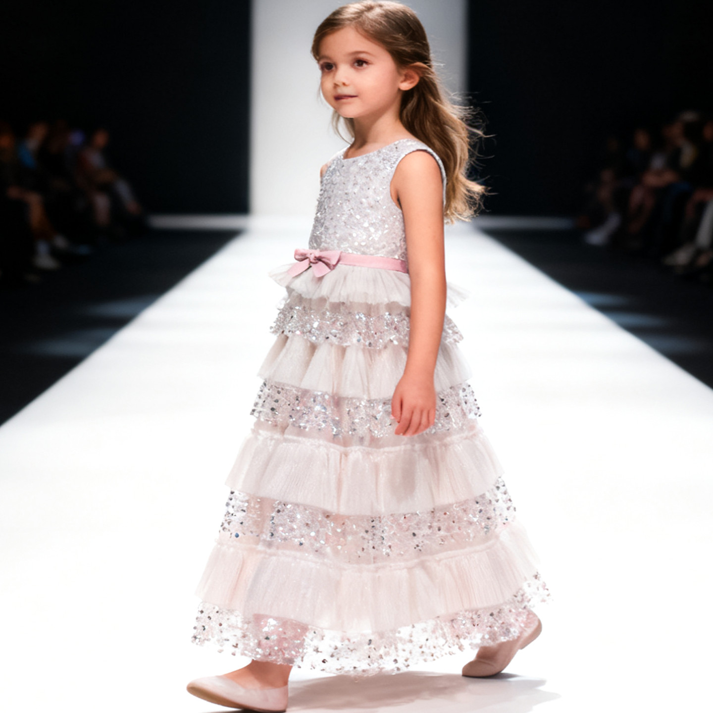 女童重工蛋糕蓬蓬裙无袖亮片礼服长款连衣裙生日花童钢琴主持演出,淘宝优惠券,粉丝福利购,淘宝优惠卷