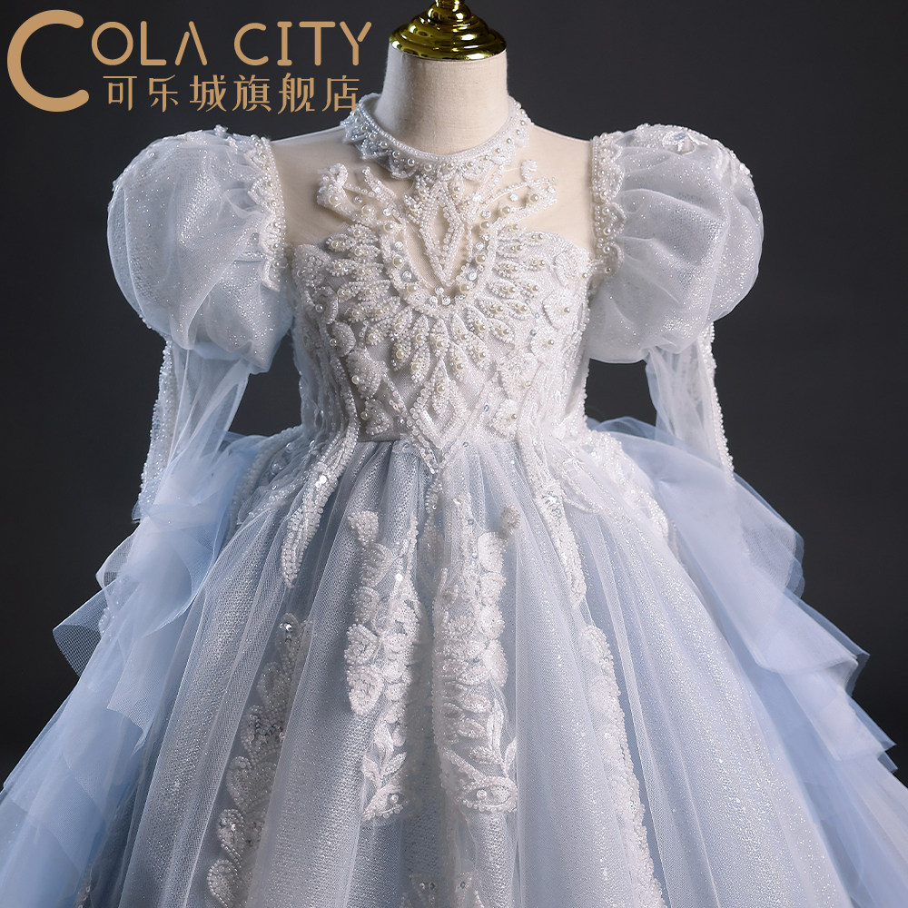 女童礼服新款高端生日T台模特走秀艾莎公主婚纱裙钢琴主持演出服,淘宝优惠券,粉丝福利购,淘宝优惠卷