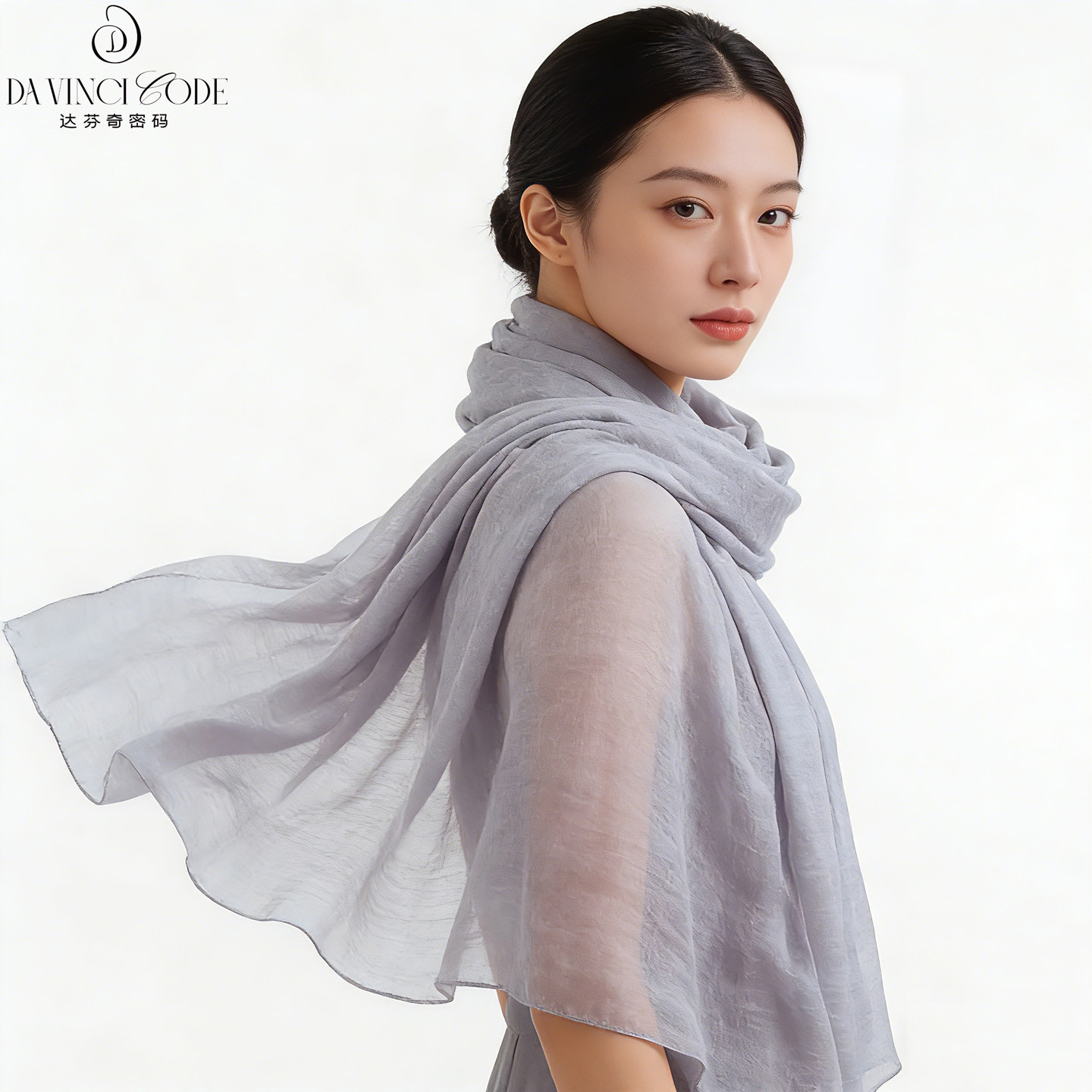上海故事春夏灰色棉麻围巾2025新款丝巾薄款长纱巾纯色披肩女外搭