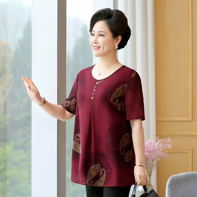 夏季中老年加大码短袖胖妈妈斤t恤 艾莉姿格中老年女装