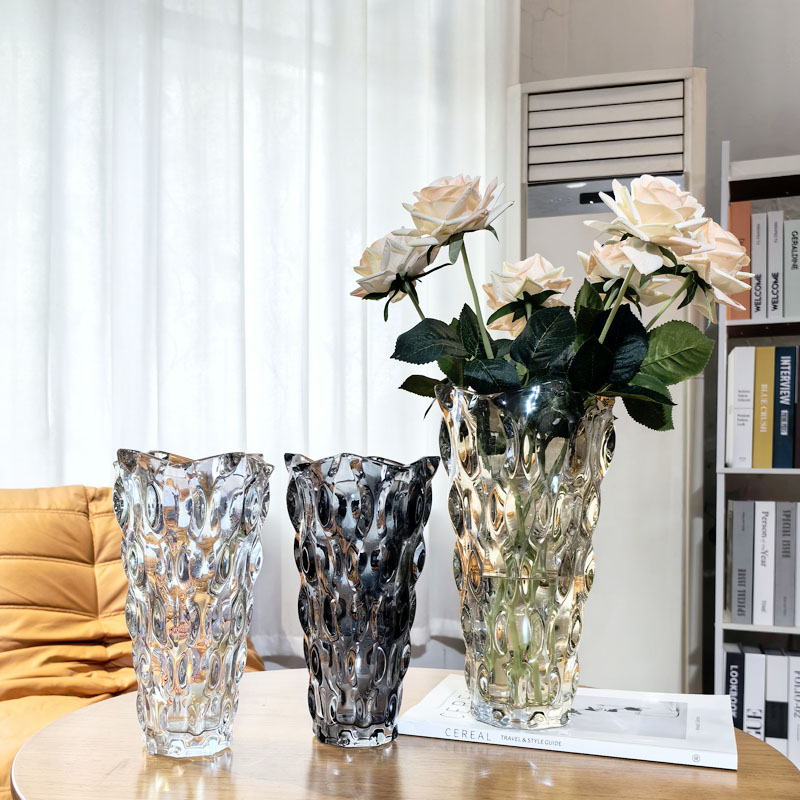 花瓶摆件客厅插花玻璃透明水晶网红轻奢高级感水养玫瑰鲜花餐桌大 - 图2