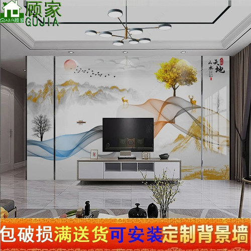岩板电视背景墙现代微晶石轻奢大理石大板2026新款客厅影视墙瓷砖 - 图1