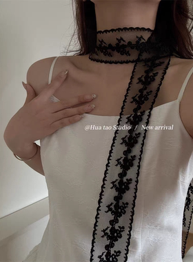 2025新款蕾丝飘带长条丝巾女个性百搭装饰飘带法式发带多用围巾