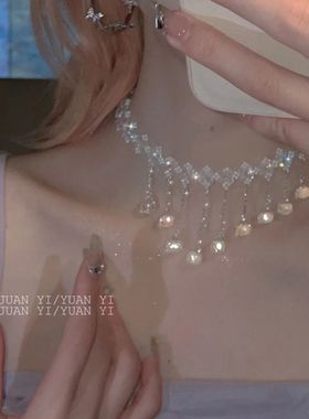 日韩超闪气质仙气水晶项链