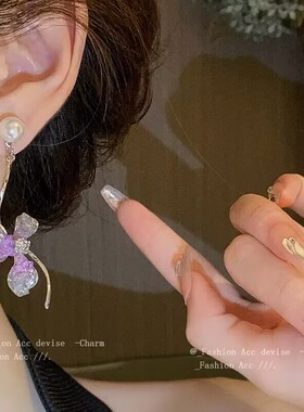 复古赫本风花朵耳环女小众设计感