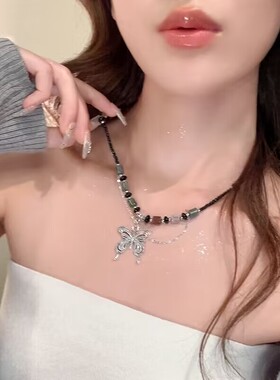 民族风复古串珠蝴蝶项链女