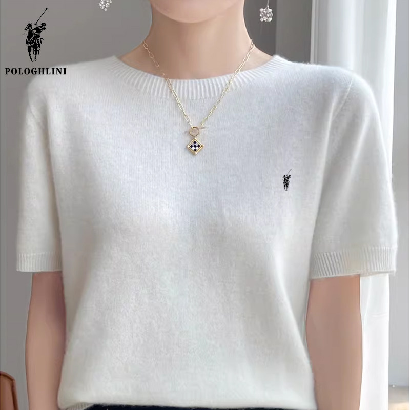 POLO短袖针织衫内搭保罗短袖t恤打底衫圆领中袖薄毛衣宽松上衣