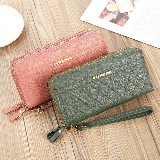 Plaid Double Layer Korean Style Wallet Ladies New Large Capacity