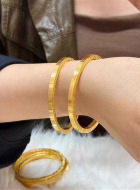 四方拉丝闪烁古法手镯金包银