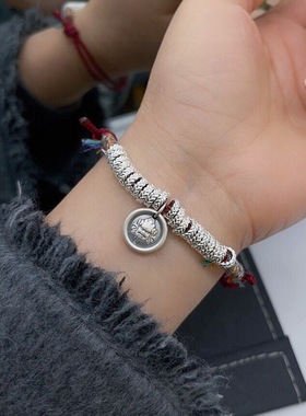 足银999红绳手链财神麦穗盘缠手链本命年红绳手链女运转吉祥礼物