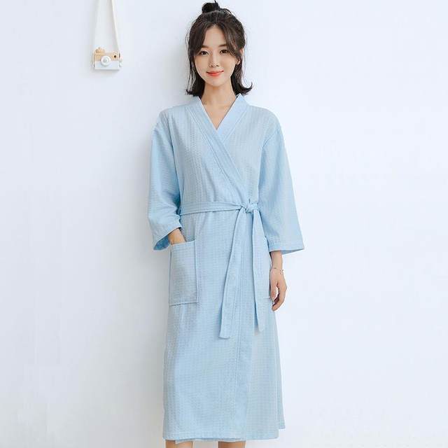 Summer thin men's bathrobe female summer absorption, fast -drying dry yukata plus big SIZE Walvege sleeping robe couple pajamas