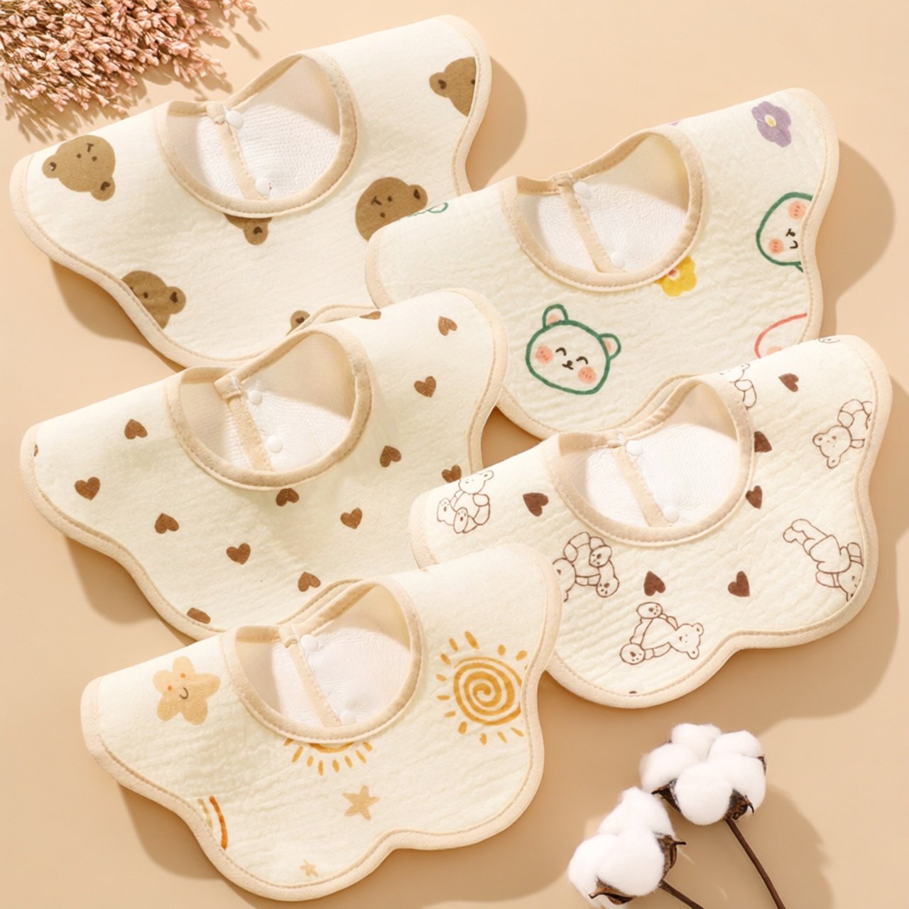 婴儿防水口水巾360度旋转宝宝纯棉纱布围嘴新生儿口水兜四季款,淘宝优惠券,粉丝福利购,淘宝优惠卷