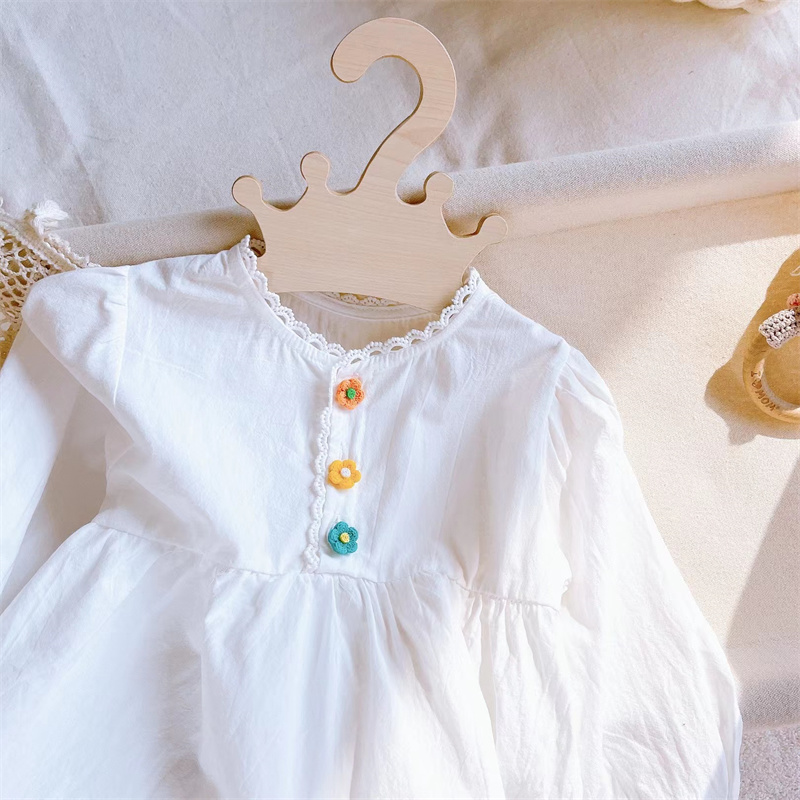 可爱女宝宝春夏娃娃衫甜美白色婴儿衬衫纯棉韩版上衣公主洋气衣服-图1