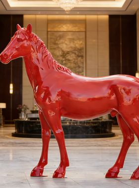 红色骏马户外新年春节装饰品雕塑