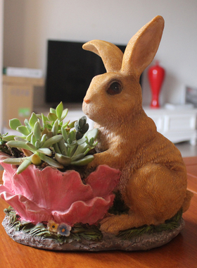 小花盆多肉家居工艺品兔子造型