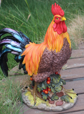 仿真大公鸡雕塑招财风水生肖摆件