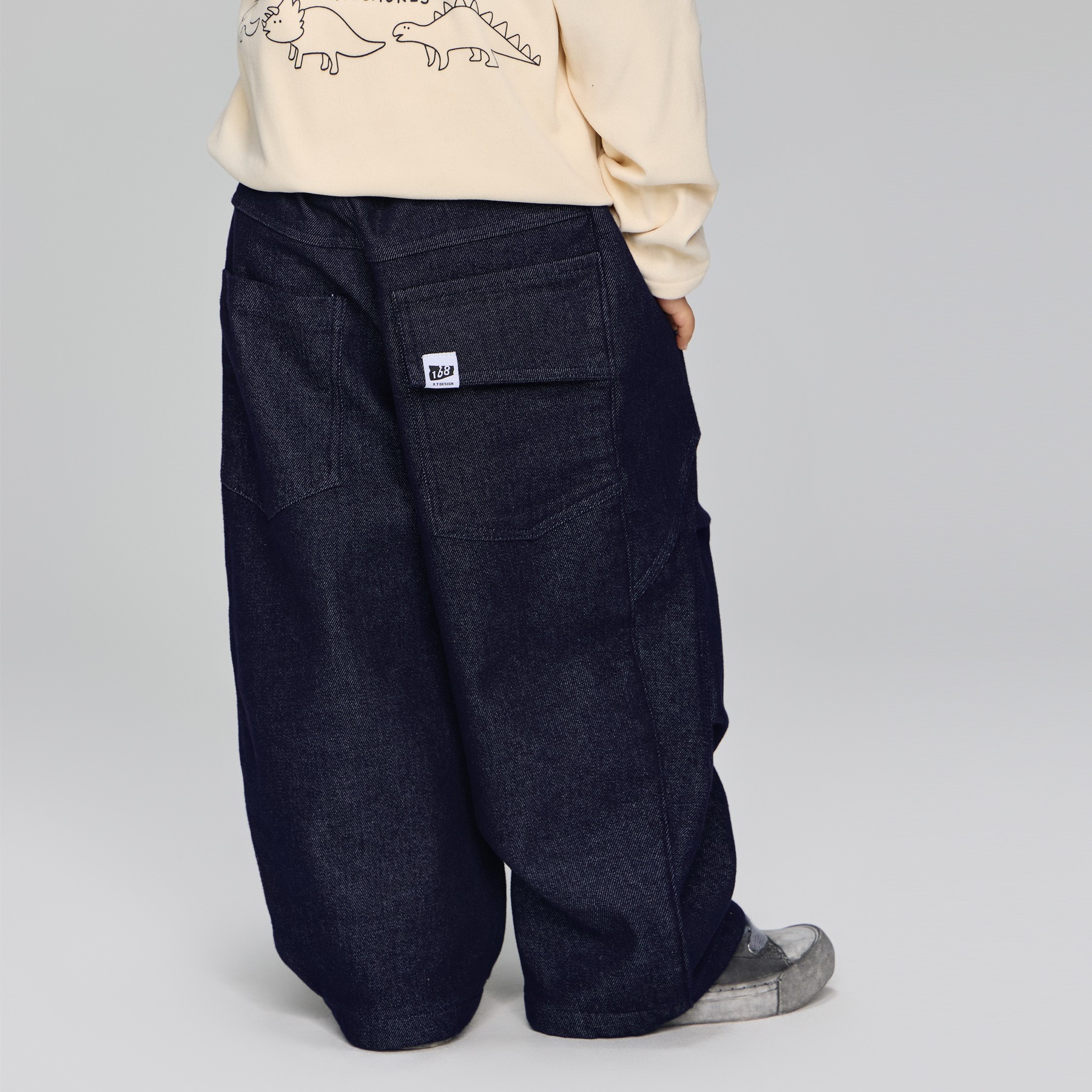 2025冬季新款童装儿童加厚保暖休闲长裤男中大童一体绒牛仔裤子潮 - 图0