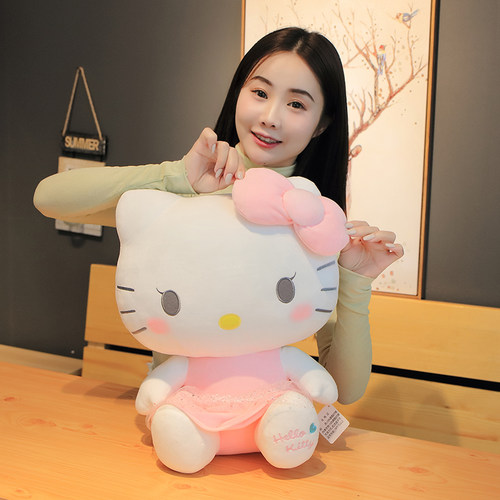 正版凯蒂猫咪玩偶抱睡公仔可爱毛绒玩具女孩KT猫娃娃睡觉女生抱枕 - 图2