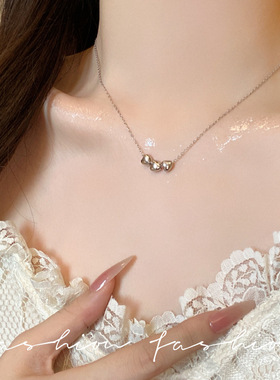 爱心转运珠钛钢项链女百搭高级设计感小众气质锁骨链爆款颈链批发