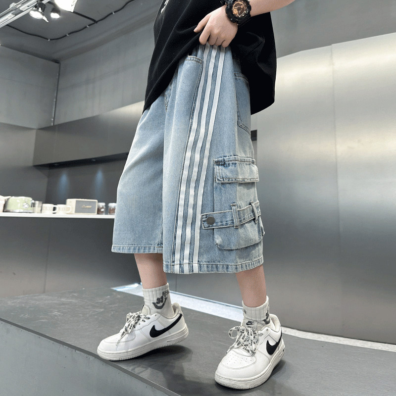 男童牛仔短裤夏装2025新款夏款中裤儿童夏季薄款男孩宽松五七分裤,淘宝优惠券,粉丝福利购,淘宝优惠卷