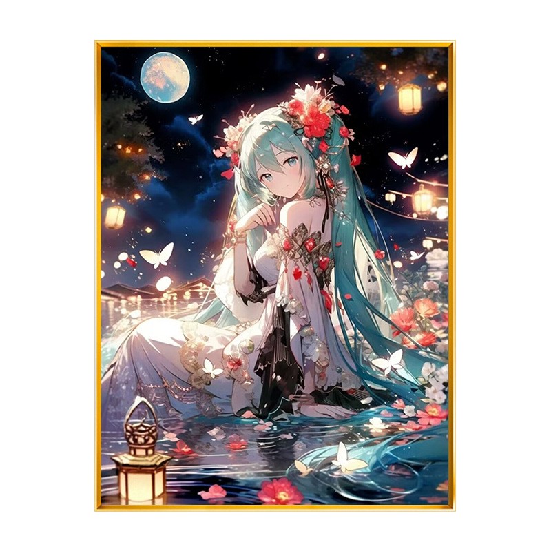 初音未来钻石画满钻新款手工钻石绣卡通动漫女孩甜美少女创意礼物