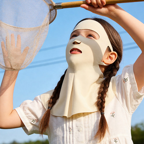 儿童防晒面罩夏季薄款透气挂耳口罩护颈一体遮全脸防紫外线脸基尼 - 图3