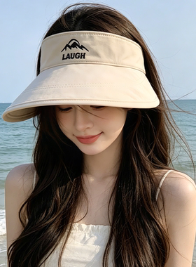 夏季女空顶大檐可折叠防晒帽