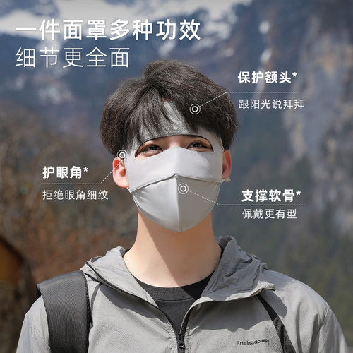 冰丝防晒面罩男遮全脸夏季防紫外线轻薄透气户外骑车遮阳口罩脸罩 - 图1