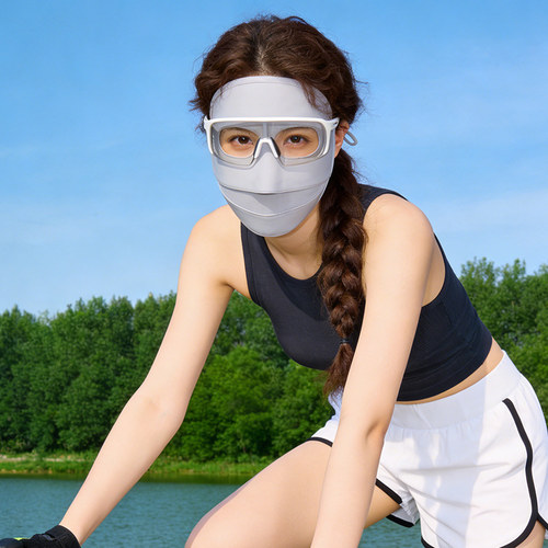 骑车防晒面罩不贴脸女春夏骑行公路车防紫外线全脸冰丝口罩脸基尼 - 图3