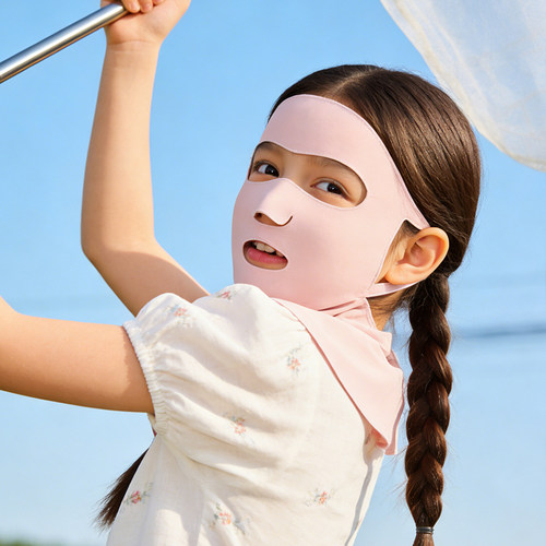 儿童防晒面罩夏季薄款透气挂耳口罩护颈一体遮全脸防紫外线脸基尼 - 图1