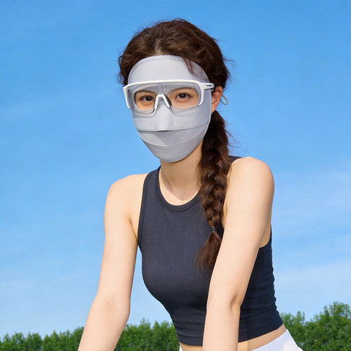 骑车防晒面罩不贴脸女春夏骑行公路车防紫外线全脸冰丝口罩脸基尼 - 图1