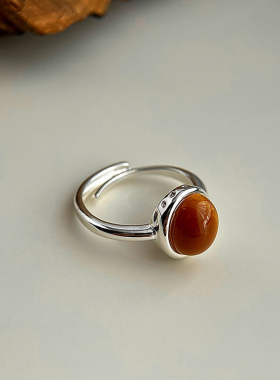 随视觉女树脂复古虎眼石戒指