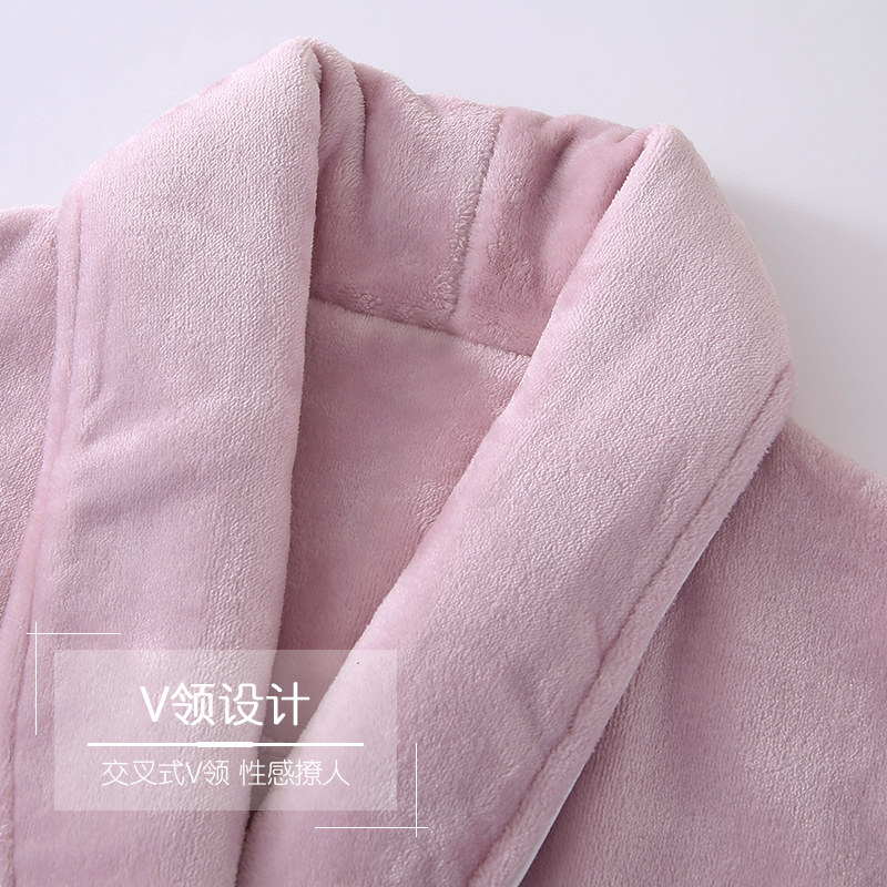 猫人珊瑚绒睡袍女士秋冬睡衣长款法兰绒浴袍加绒加厚冬季冬天,淘宝优惠券,粉丝福利购,淘宝优惠卷