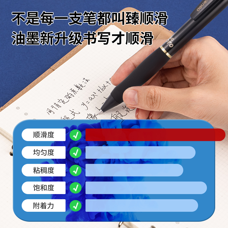 得力臻顺滑笔中性笔s60pro按动中性笔黑笔0.5mm黑色中性笔按动式大容量700米按动笔高颜值黑杆臻顺滑刷题笔 - 图0