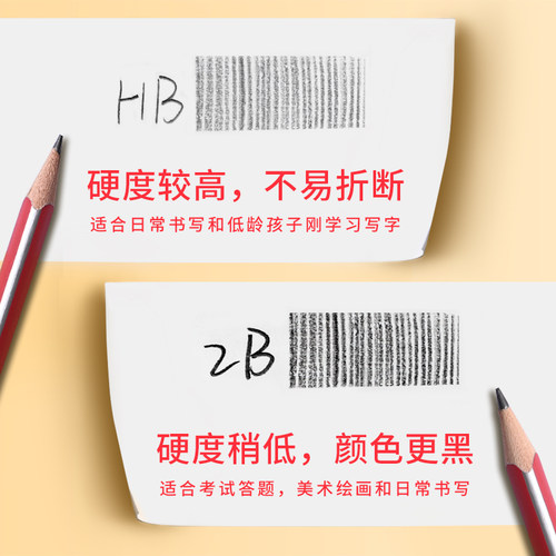 得力带橡皮头铅笔小学生专用一年级无铅毒三角杆铅笔HB儿童初学者铅笔带橡皮擦头2b铅笔2比铅笔考试专用 - 图1