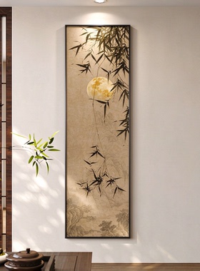 宋氏美学花卉玄关挂画新中式走廊过道深处装饰画禅意风入户门壁画