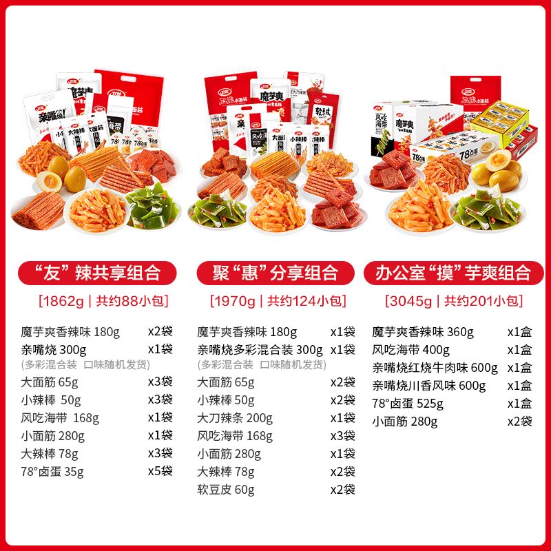 卫龙麻辣味休闲食品送男女友大礼包 卫龙食品豆腐干