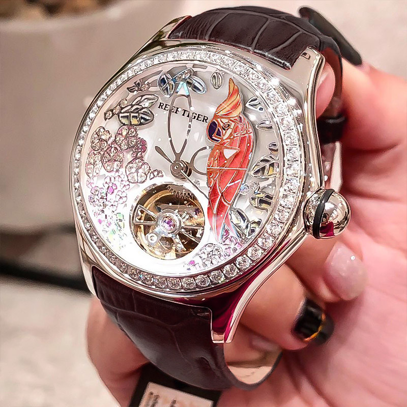 瑞夫泰格女士时尚潮流镶钻3d机械表 瑞夫泰格昱琪国产腕表