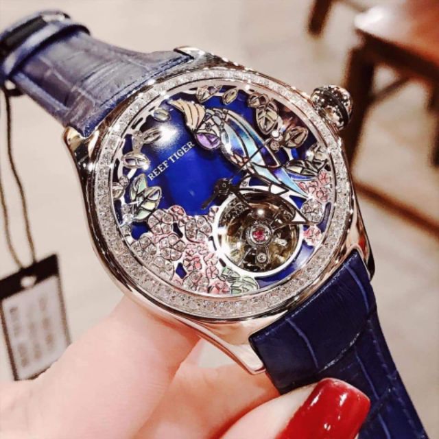 瑞夫泰格女士时尚潮流镶钻3d机械表 瑞夫泰格昱琪国产腕表