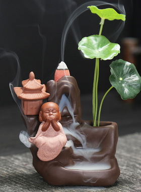 倒流香小如来家居办公桌陶瓷摆件