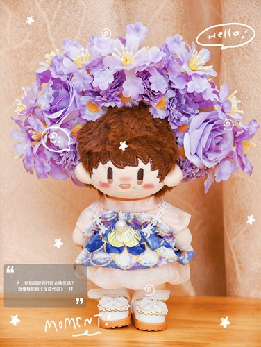 原创拉布布Labubu公仔手工簪花头饰17厘米拉布布娃衣头饰一二三代 - 图3