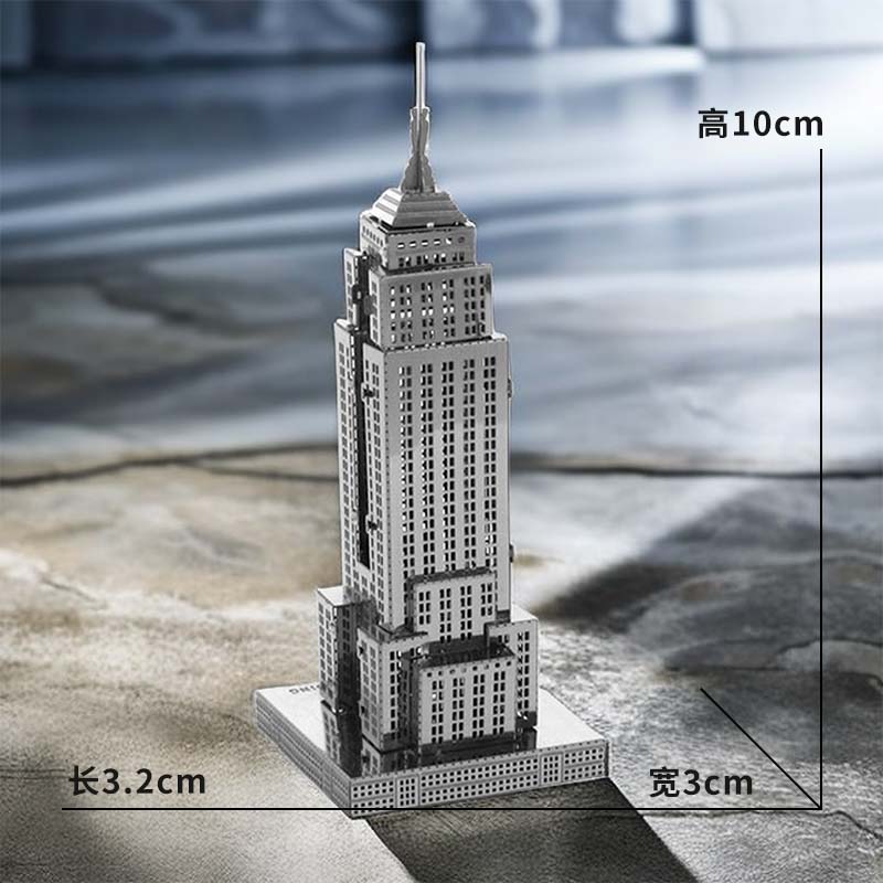 爱拼 全金属不锈钢铁艺建筑DIY拼装模型 3D迷你立体拼图 帝国大厦