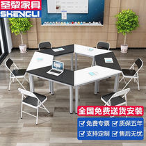 St. Le Reading Table Training Table Student Desks Color Combo Black White set of six sheets (with 6 chairs)